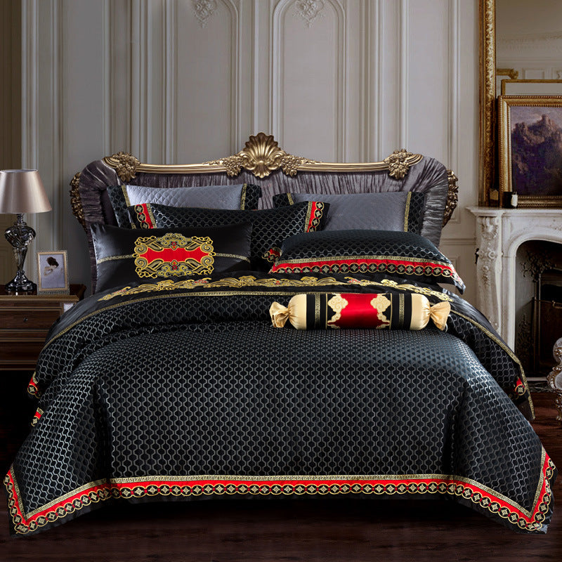 Four-Piece Embroidered Jacquard Bed Sheet Set