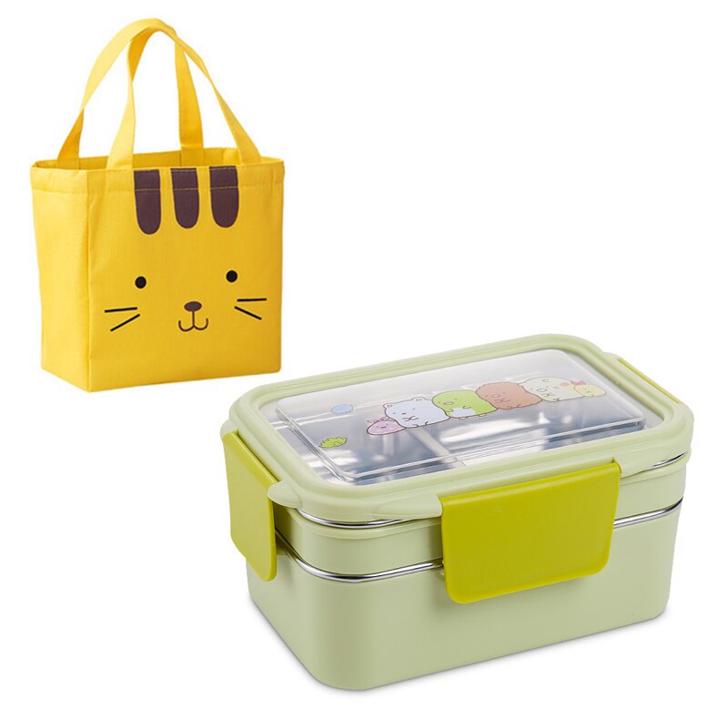 Premium Stainless Steel Double Lunch Box with Leak-Proof Compartments