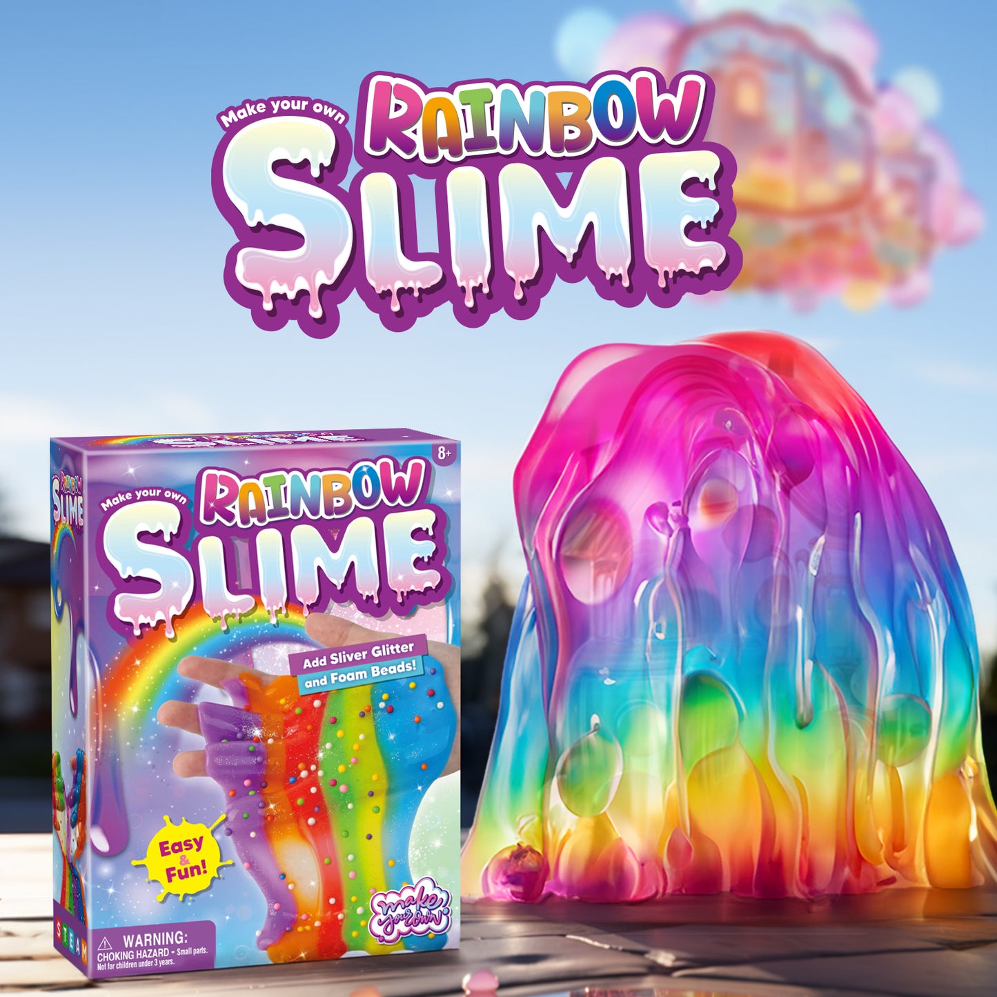 Toy Slime Kit for Girls - 8 Amazing DIY Slimes with Foam Beads & Silver Glitter