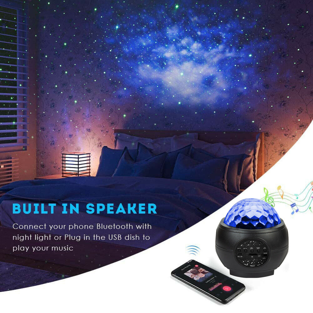 LED Star Ocean Wave Projector Night Light Lamp With Music Bluetooth Speaker