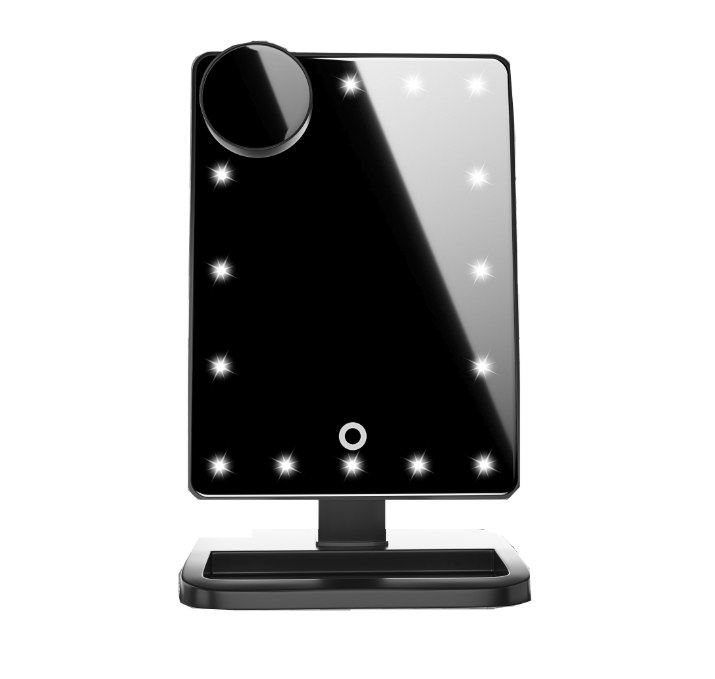 Touch Screen Makeup Mirror with 20 LED Lights, Bluetooth Speaker & 10x Magnification