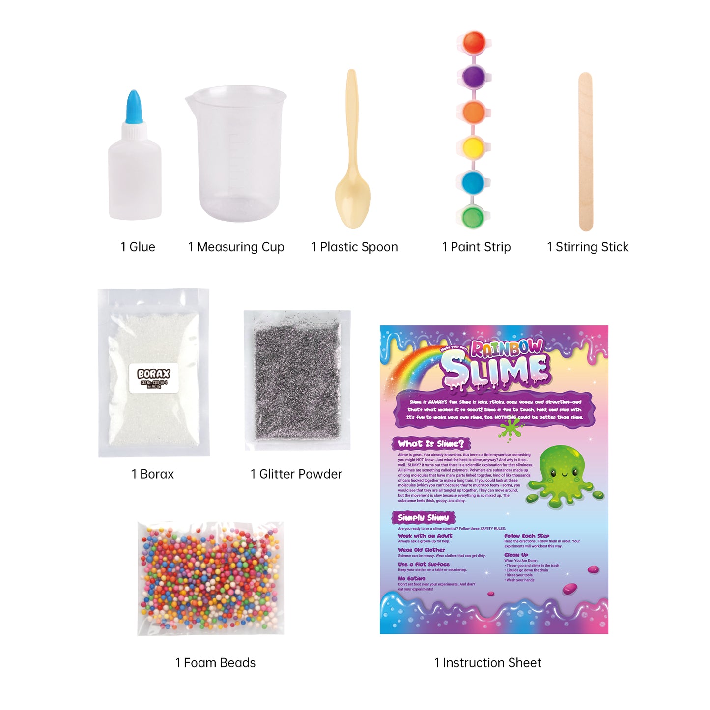 Toy Slime Kit for Girls - 8 Amazing DIY Slimes with Foam Beads & Silver Glitter