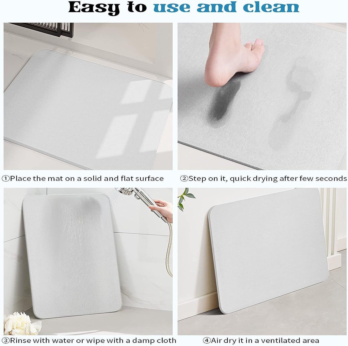 Absorbent Stone Bath Mat Rugs Non-Slip Mat