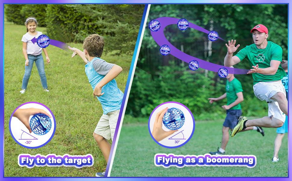 Flying Orb Ball with Magic Wand, Light Up Fidget Spinner, Glow in The Dark, Hand Operated Drones for Kids