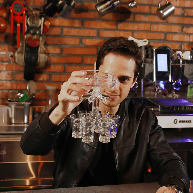 6-Shot Glass Dispenser Holder For Water, Wine, Whisky, Beer