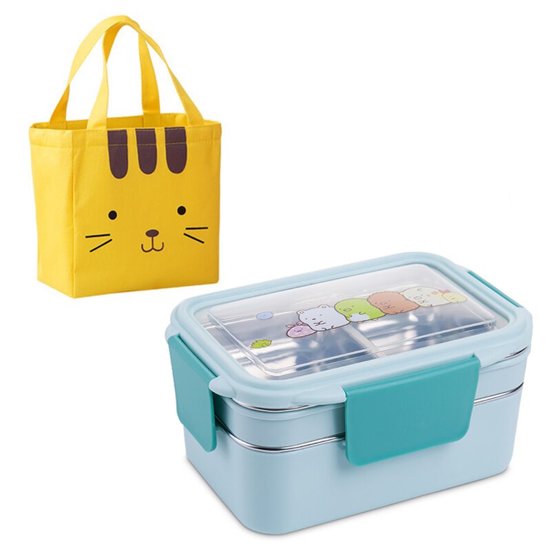Premium Stainless Steel Double Lunch Box with Leak-Proof Compartments
