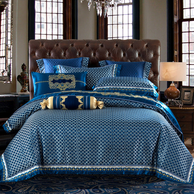 Four-Piece Embroidered Jacquard Bed Sheet Set