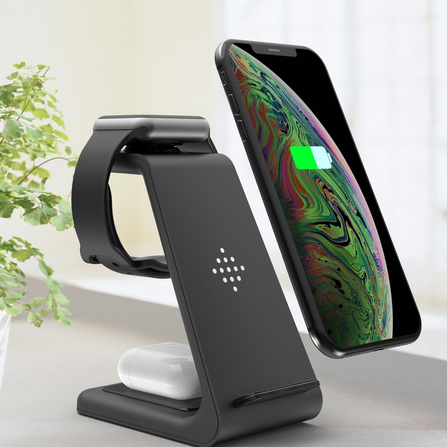 3 In 1 Fast Charging Station - Wireless Charger Stand - Portable Dock Fast Charger Holder Stand