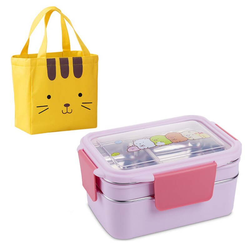 Premium Stainless Steel Double Lunch Box with Leak-Proof Compartments