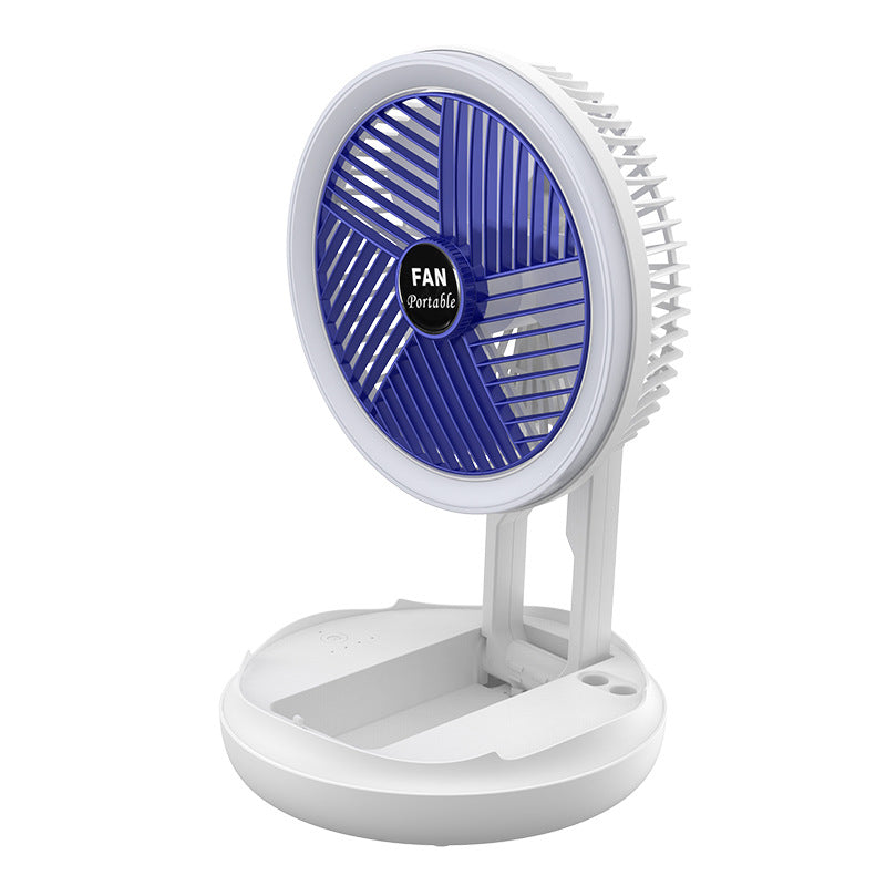 USB Charging Foldable Table Fan - 4-Speed Adjustable Wall-Mounted & Ceiling Fan with LED Light for Home and Room Cooling
