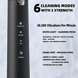 Electric Toothbrush for Adults with 8 Brush Heads - 40,000 VPM, 365-Day Battery Life, 6 High-Performance Modes