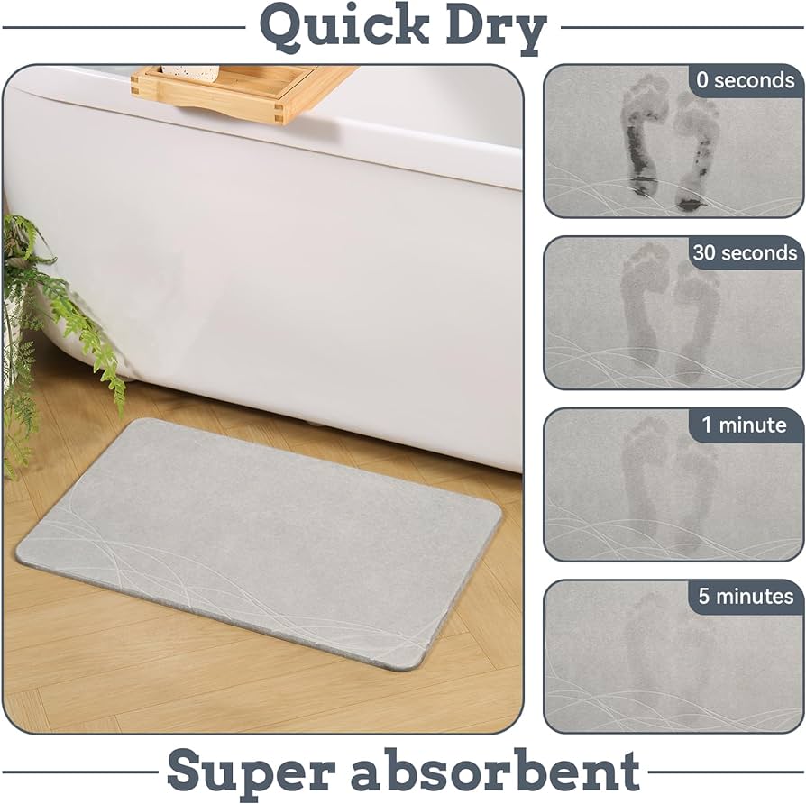 Absorbent Stone Bath Mat Rugs Non-Slip Mat