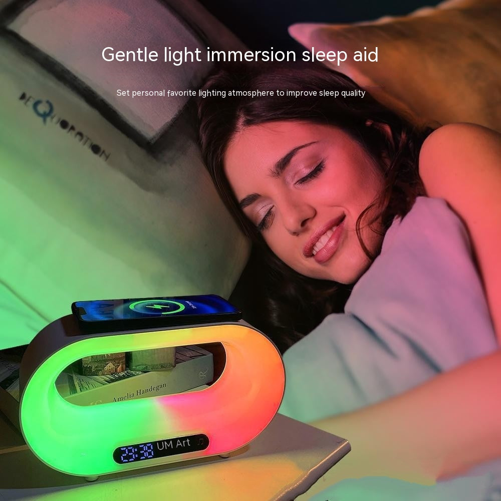 3-in-1 Smart LED Night Light: RGB Desk Lamp, Wireless Charger & Alarm Clock with App Control