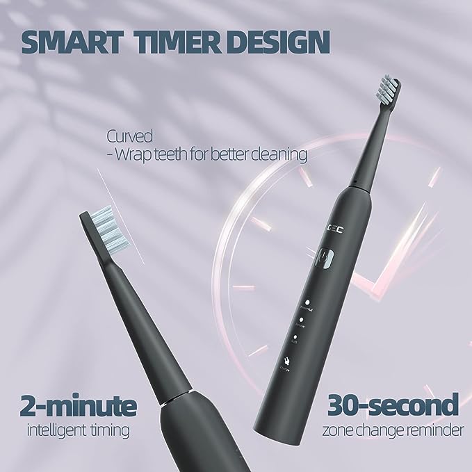 Electric Toothbrush for Adults with 8 Brush Heads - 40,000 VPM, 365-Day Battery Life, 6 High-Performance Modes