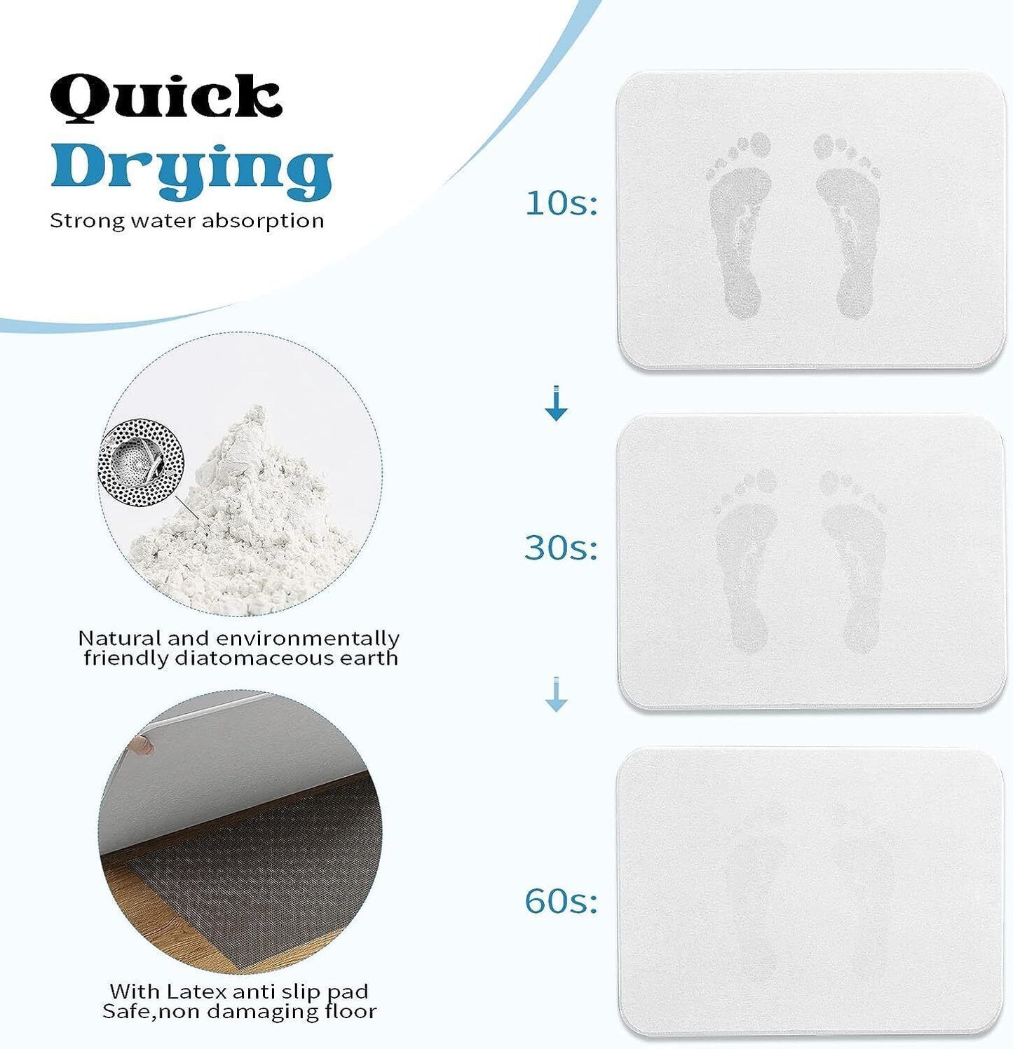 Absorbent Stone Bath Mat Rugs Non-Slip Mat