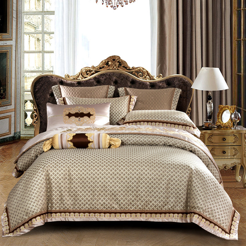 Four-Piece Embroidered Jacquard Bed Sheet Set