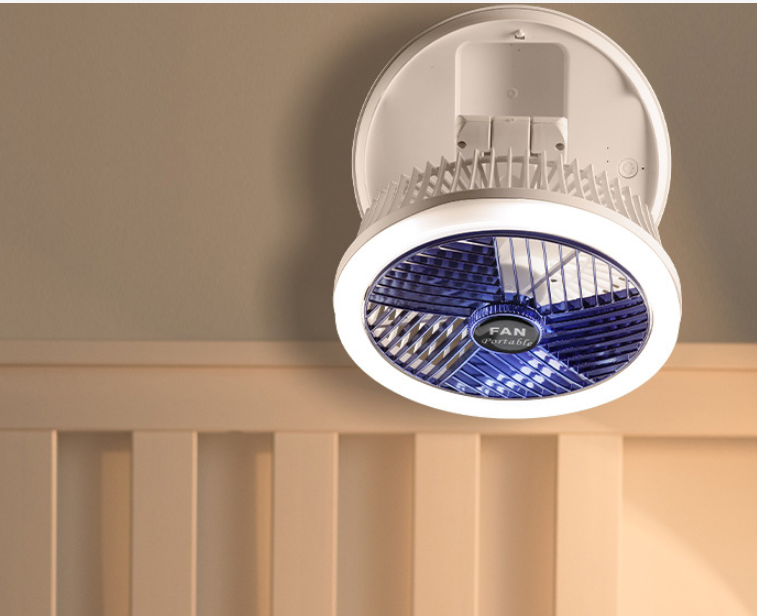 USB Charging Foldable Table Fan - 4-Speed Adjustable Wall-Mounted & Ceiling Fan with LED Light for Home and Room Cooling