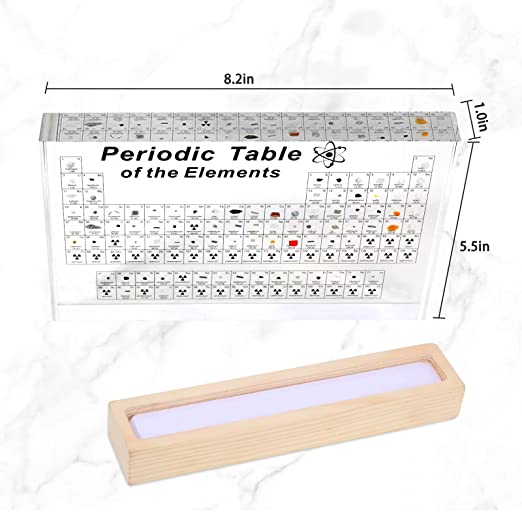 Periodic Table with 83 Real Element Samples in Acrylic - Educational Gift for Science Lovers and Students