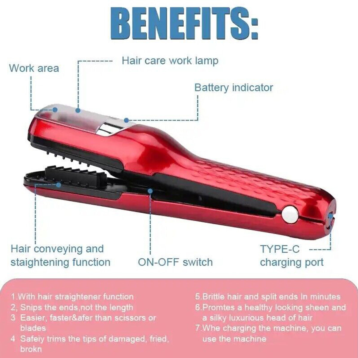 Split-Ender Mini Automatic Hair Repair Trimmer - Split End Remover for Dry, Damaged, and Brittle Hair | Hair Styling Beauty Tool