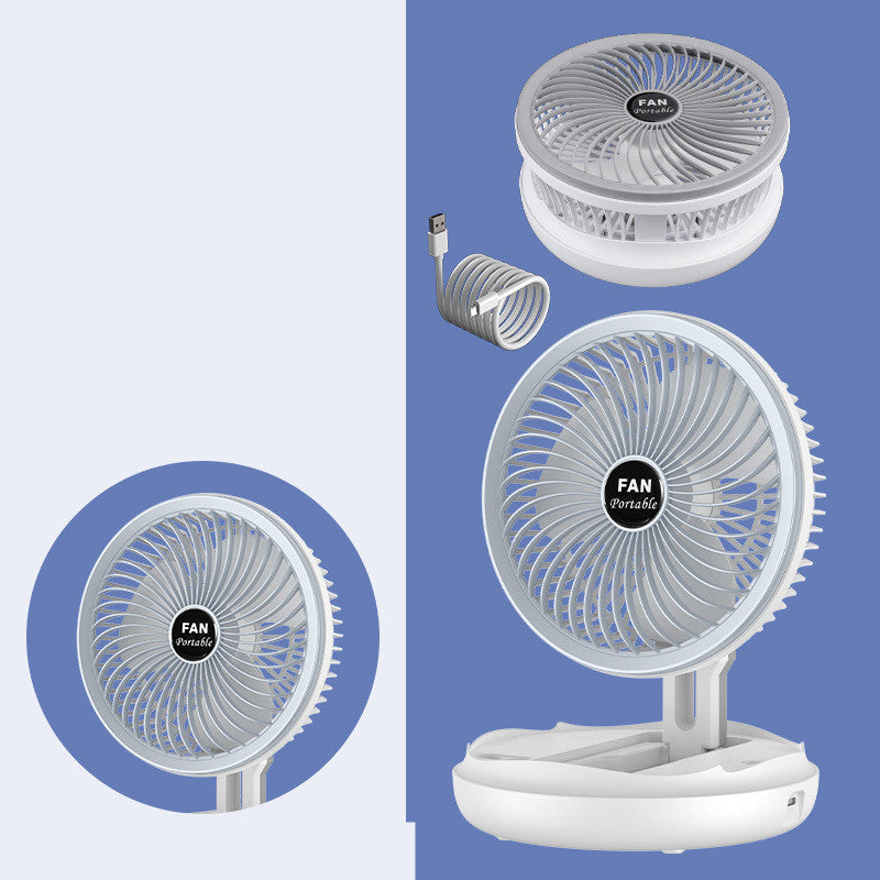USB Charging Foldable Table Fan - 4-Speed Adjustable Wall-Mounted & Ceiling Fan with LED Light for Home and Room Cooling