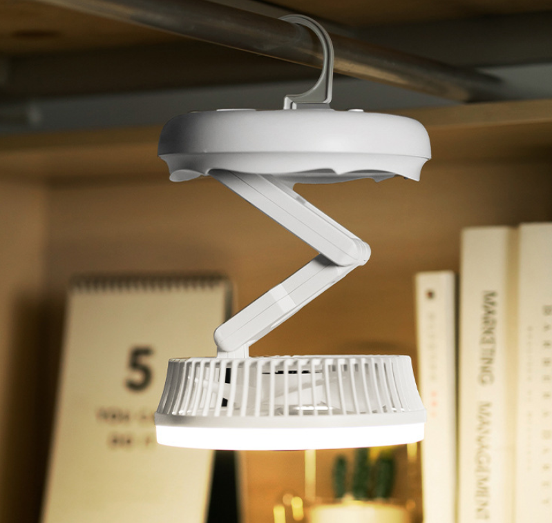 USB Charging Foldable Table Fan - 4-Speed Adjustable Wall-Mounted & Ceiling Fan with LED Light for Home and Room Cooling