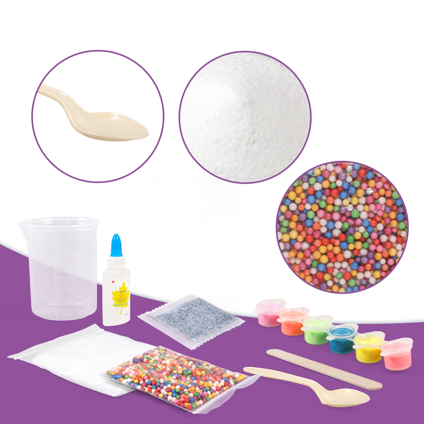 Toy Slime Kit for Girls - 8 Amazing DIY Slimes with Foam Beads & Silver Glitter