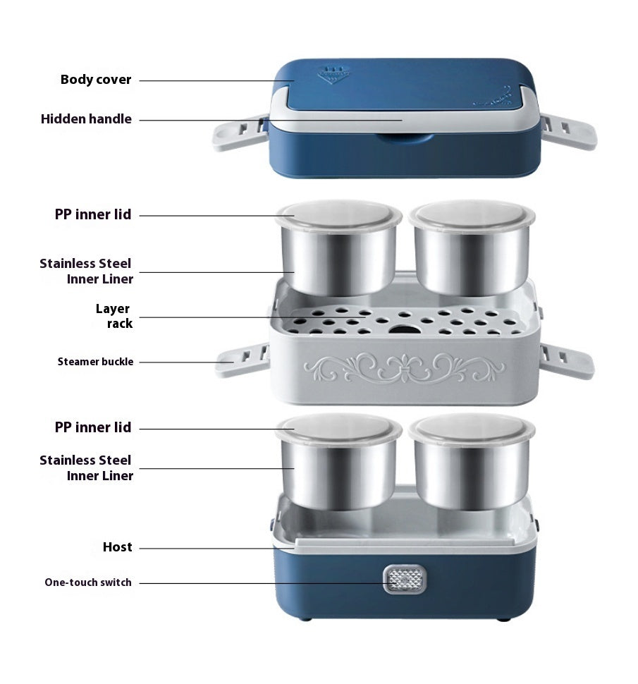 2.4L double-layer electric lunch box with stainless steel inner pots