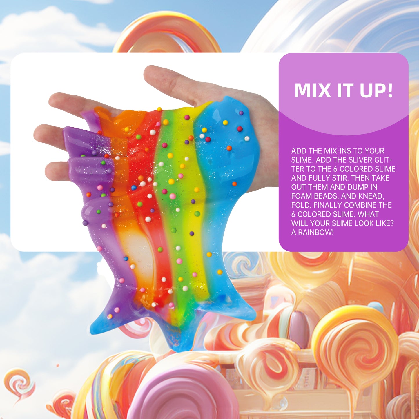 Toy Slime Kit for Girls - 8 Amazing DIY Slimes with Foam Beads & Silver Glitter